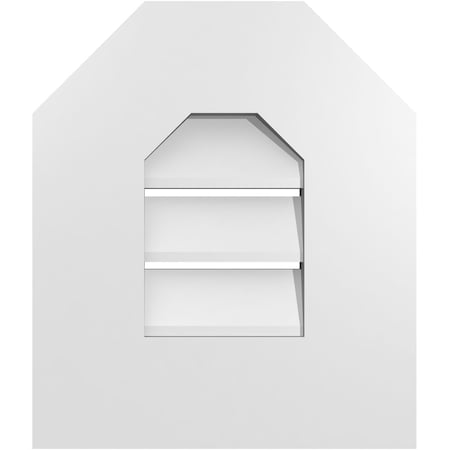 Ekena Millwork Octagonal Top Surface Mount PVC Gable Vent: Functional, w/ 3-1/2"W x 1"P Standard Frame, 12"W x 14"H GVPOT12X1401SF